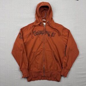 Y2K Company 81 Orange Graphic Embroidered Full Zip Hoodie Sweatshirt Mens Size L
